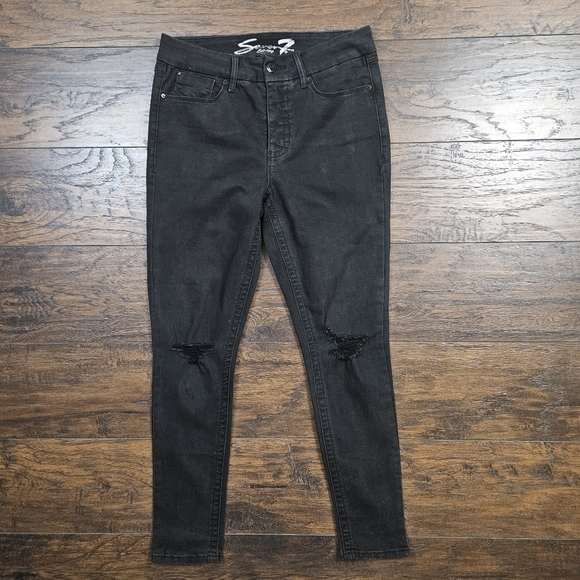 Seven7 Women's Tummyless Mid Rise Slimming Skinny Jean Black Size 10 - Picture 2 of 11